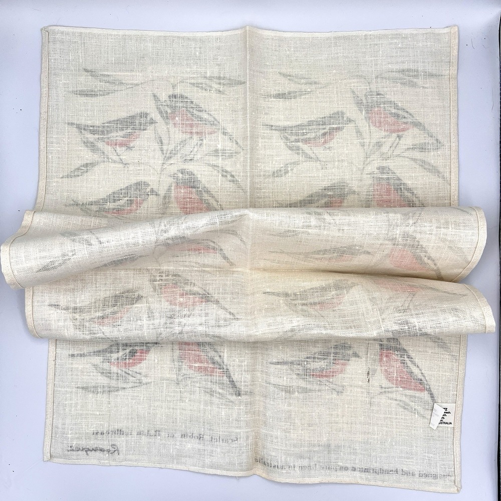 Rodriguez Australian Red Robin Linen Kitchen Tea Towel - Picture 5 of 8